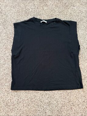 Black Zara T-Shirt with open square cut sleeves